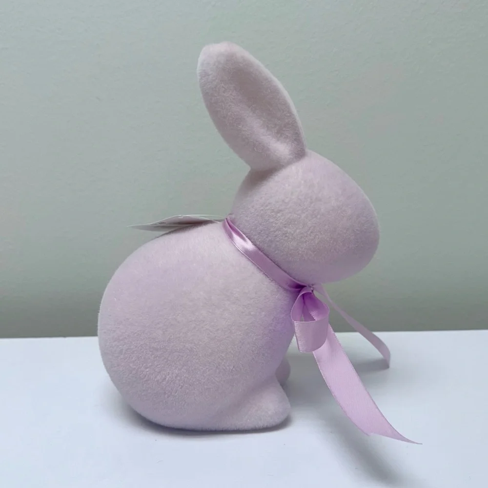 New! Spring 2026 Purple Sitting Flocked Bunny Figurine by Hobby Lobby
